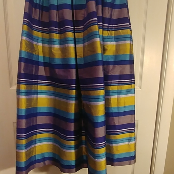 Worth Silk Taffeta Pleated Long Plaid Skirt as 6 - Picture 4 of 5